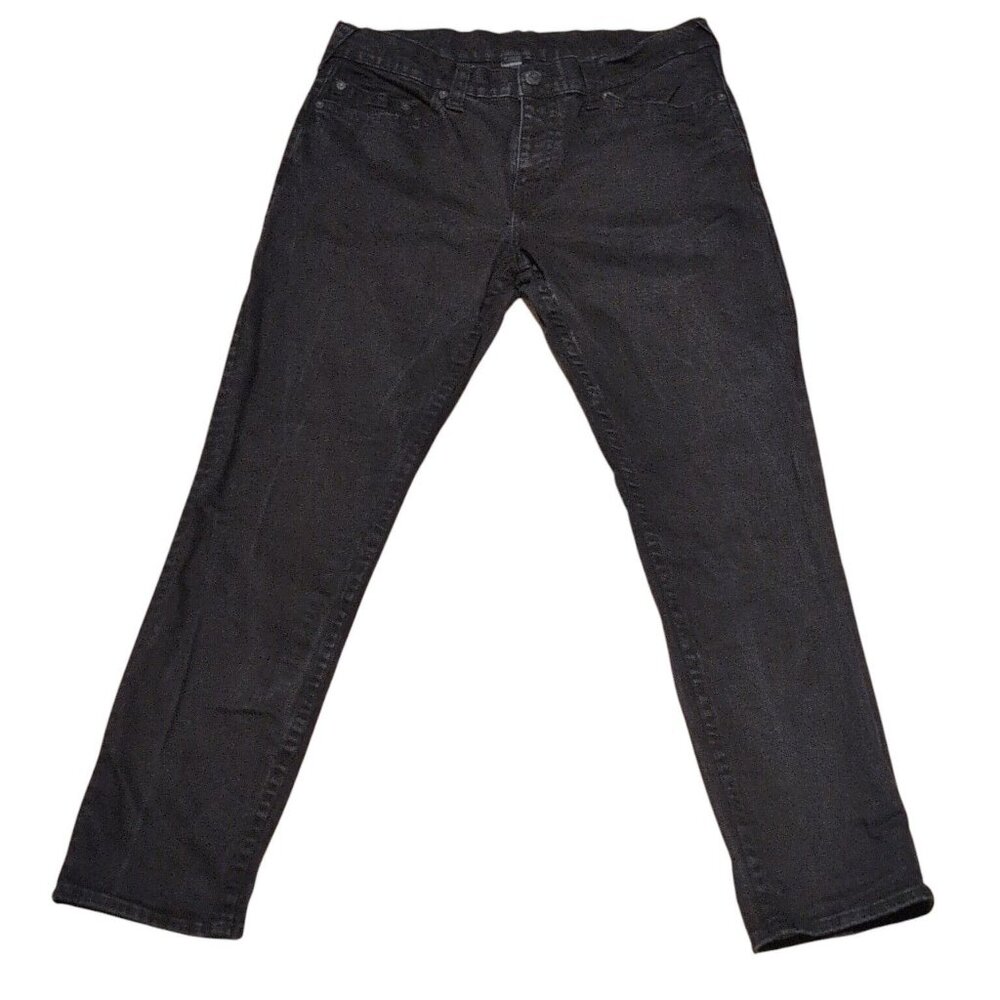 True Religion Jeans Geno Relaxed Slim Fit Black Straight Leg Pants Sz 38x32